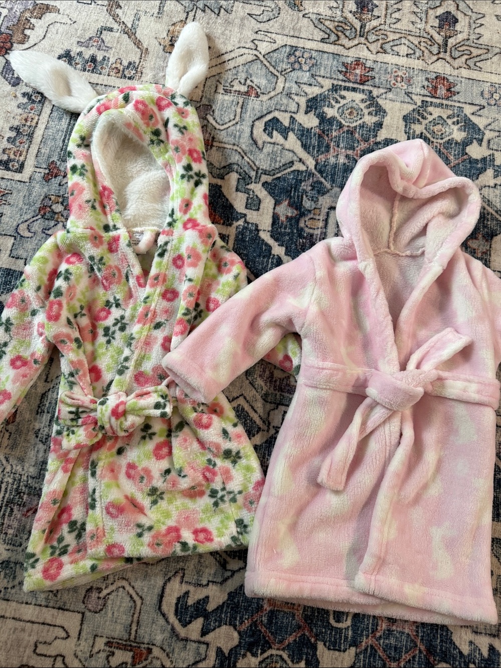 Cozy Floral & Pink Hooded Kids Robe Set - Soft Plush Bathrobes